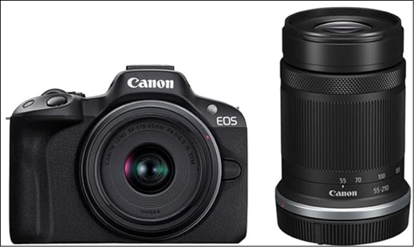 写真撮影を始めるために必要な機材 編集部おすすめ「Canon EOS R50 RF-S18-45 IS STM レンズキット」の商品画像